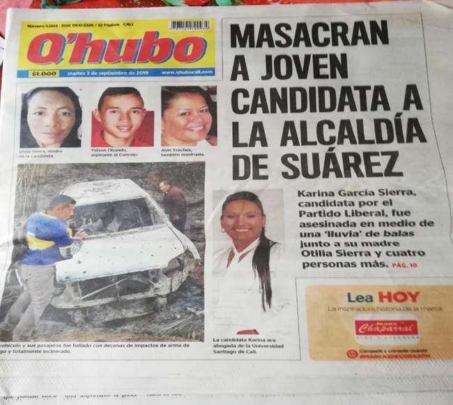 Homicidio de la candidata a alcaldesa Karina García Sierra