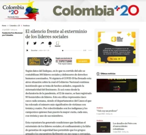 El silencio frente al exterminiode los líderes sociales.