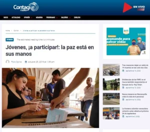 Jóvenes, ¡a participar!:la paz está en sus manos.